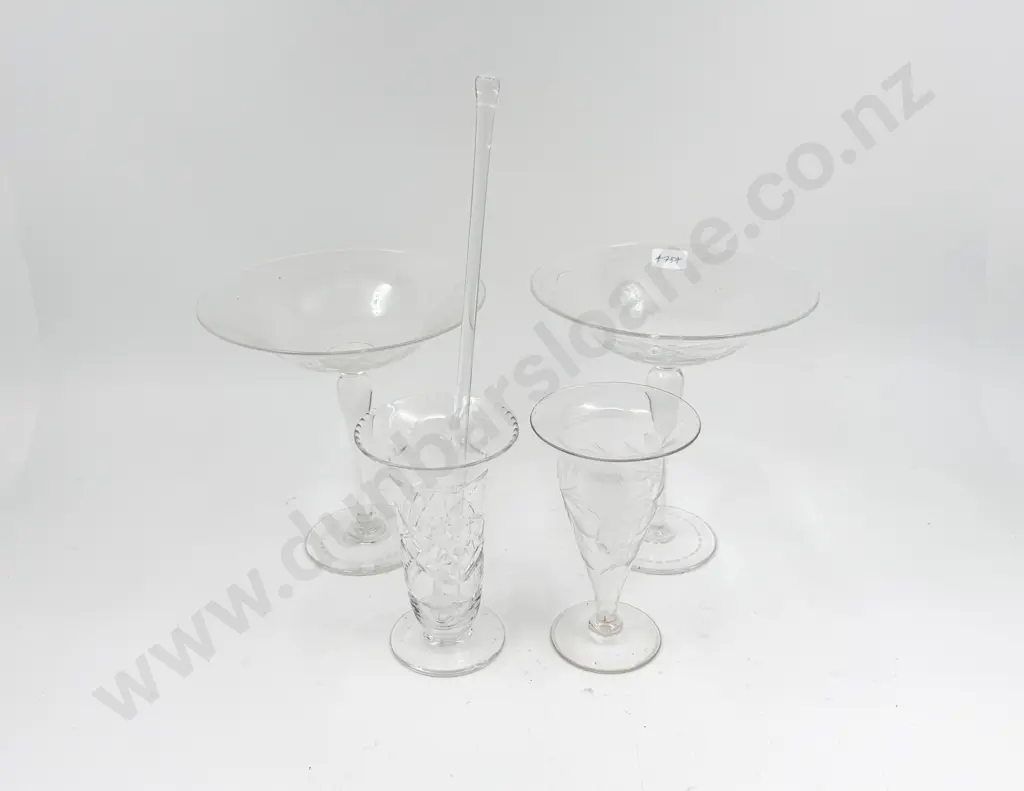 Two Crystal Comports together with Two Vases etc Image 1++