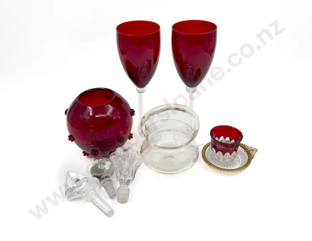 Ruby Glass Vase & Assorted Image 1++