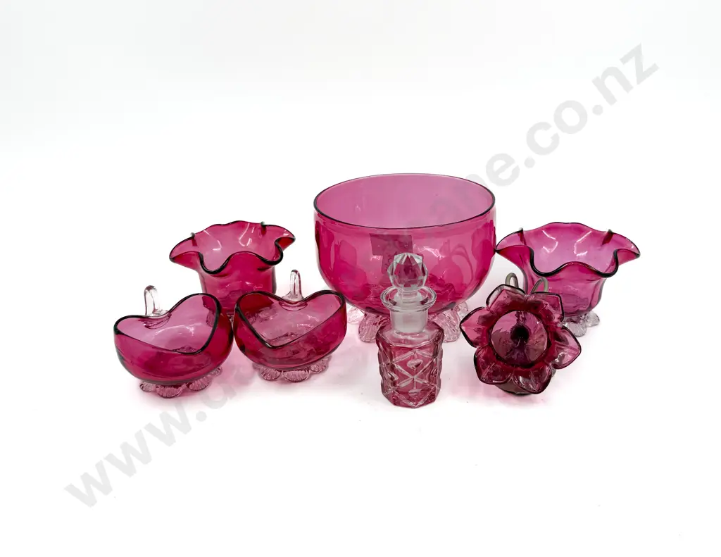 Quantity of Assorted Cranberry Glass Image 1++