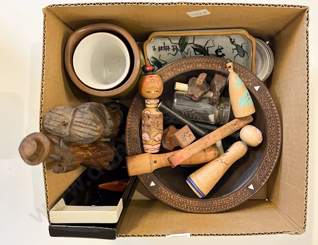 Box Quantity of Assorted Ornaments together with Kava Bowl Image 1++