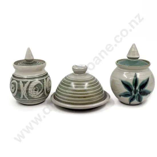 Three Pieces of Hanmer Pottery incl Dome Cover & Dish