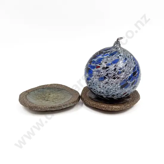 Hoglund Glass Bauble & Two Pottery Dishes