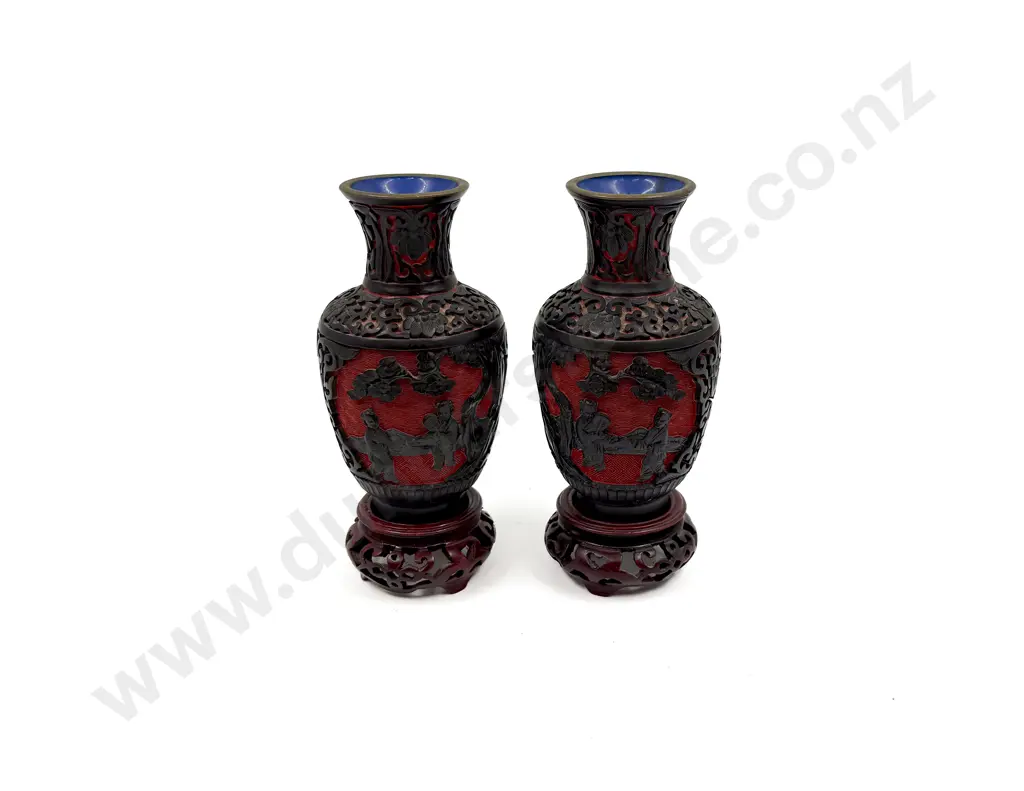 Pair of Cinnabar Lacquer Vases Image 1++