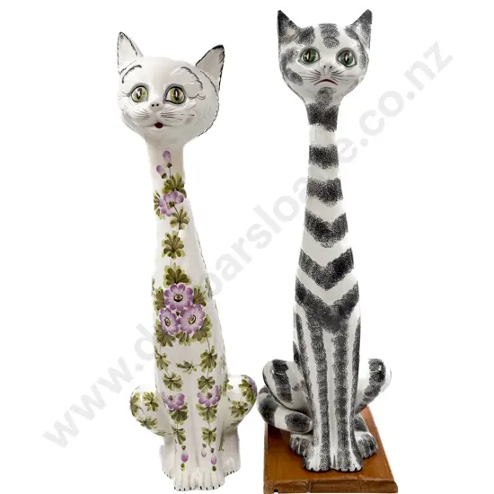 Two Large Ceramic Cat Ornaments