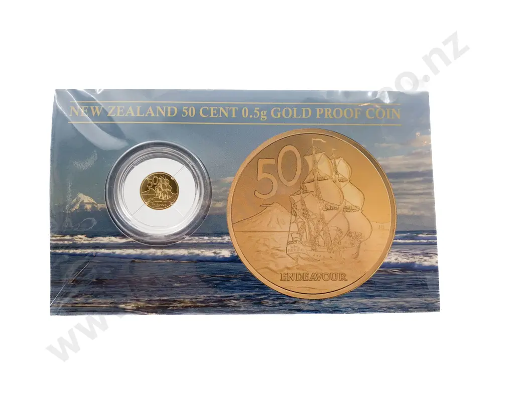 NZ 50 Cent 0.5g Gold Proof Coin Image 1++