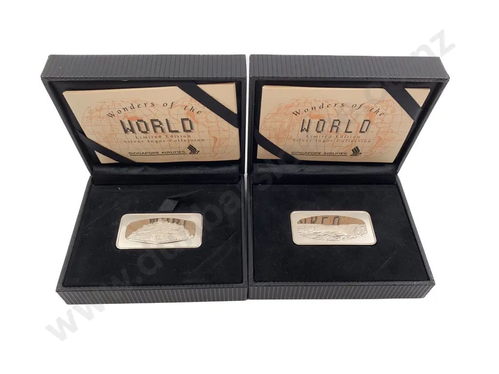 Singapore Airlines Wonders of the World Ltd Ed Silver Ingots x2 Image 1++