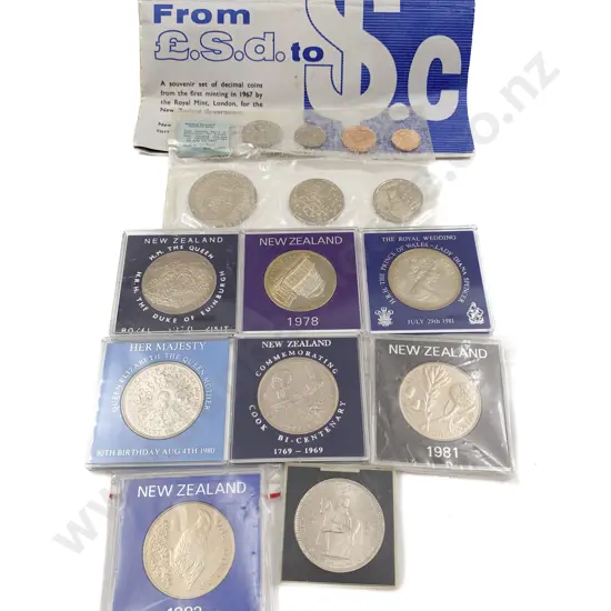 NZ Seven Various Proof $1 UK Five Shilling Proof and 1967 Decimal Souvenir