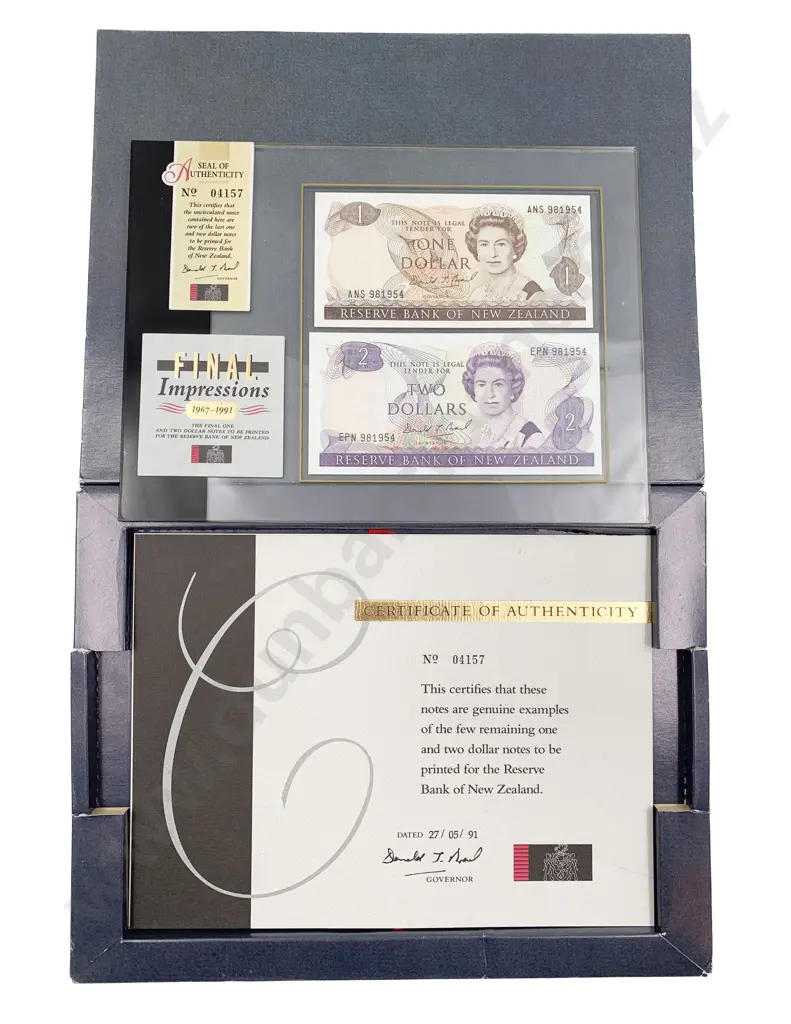 NZ 1967-1991 Final Impressions $1 and $2 Bank Notes Image 1++