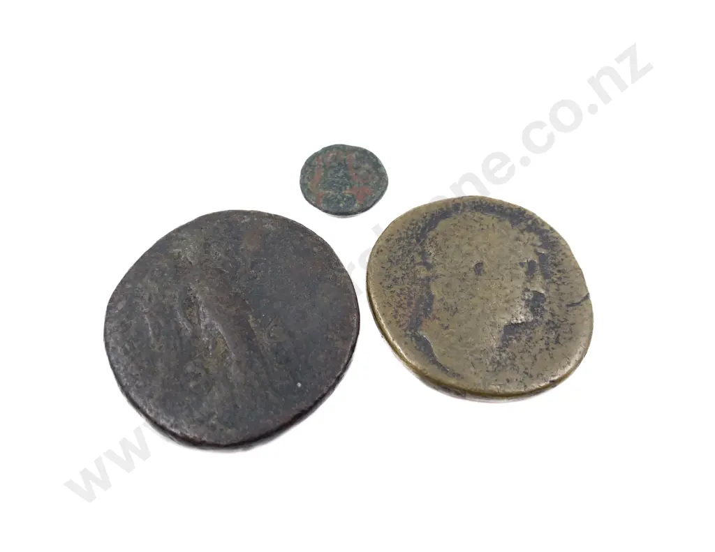Three Antique Roman Coins Image 1++