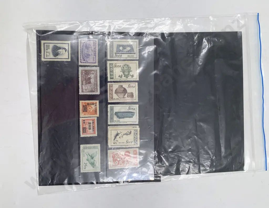 Stock Book Page Chinese & Korean Stamps Image 1++