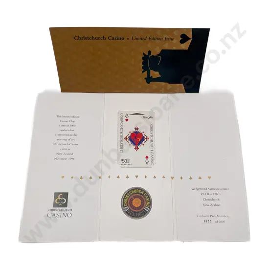 Two Ltd Edition $50 Christchurch Casino Phone Cards with Chips