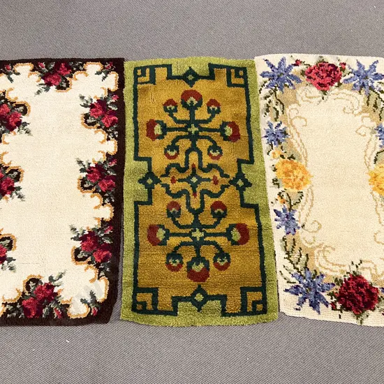 Three Assorted Vintage Floral Floor Rugs etc