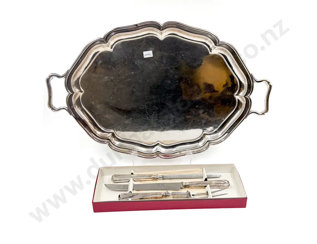 S/P Double Handled Tray & Boxed Carving Set Image 1++