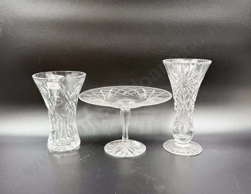 Crystal Comport together with Two Crystal Vases Image 1++