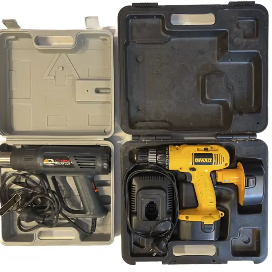 De Walt Electric Cordless Drill together with Cased Heat Gun