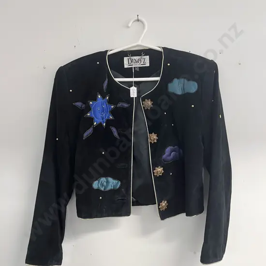 Vintage Dino'z Black Suede Sun Star and Moon Jacket