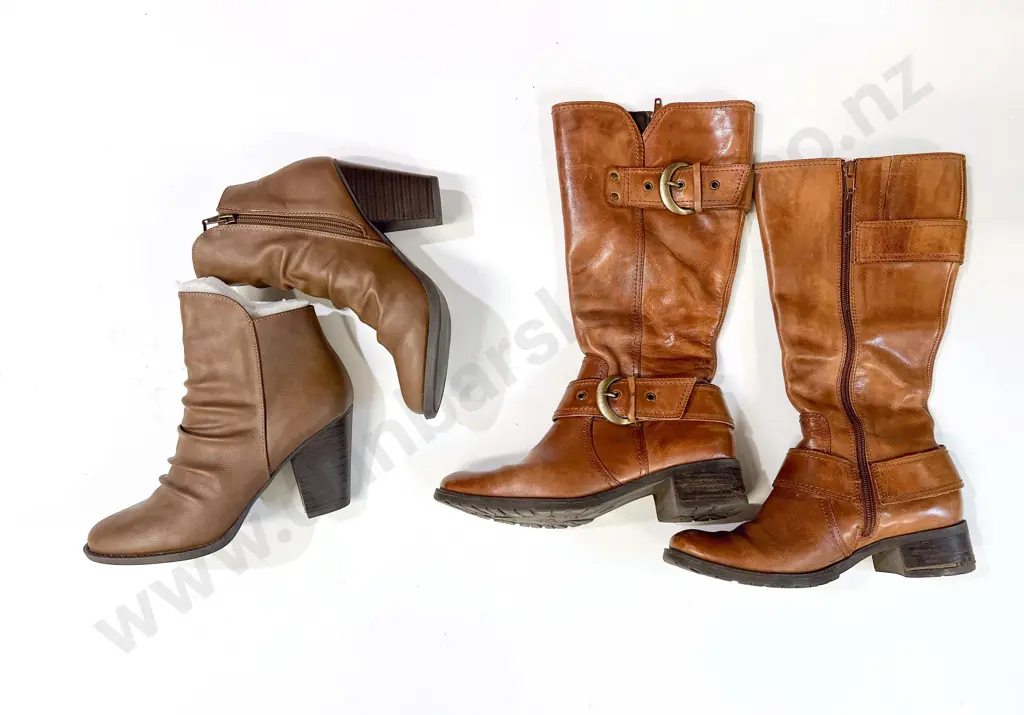 Overland Brown Leather Boots Image 1++