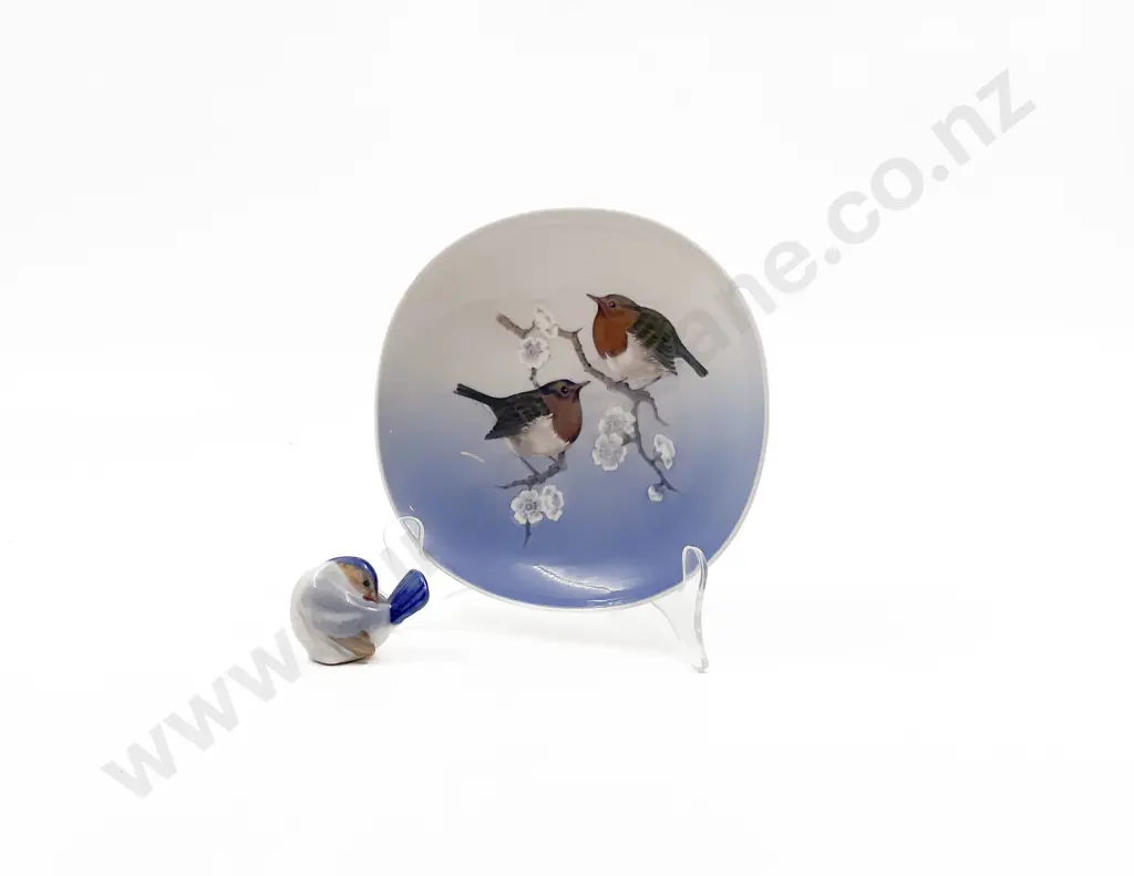 Royal Copenhagen Dish & Small Danish Bird Ornament Image 1++