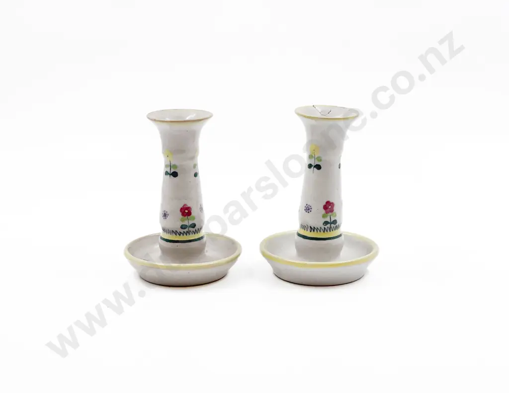 Pair Poole Saucered Candlesticks Image 1++