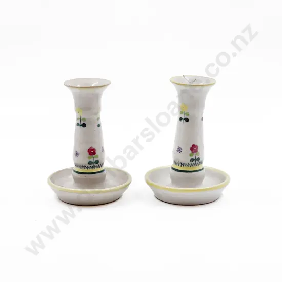 Pair Poole Saucered Candlesticks