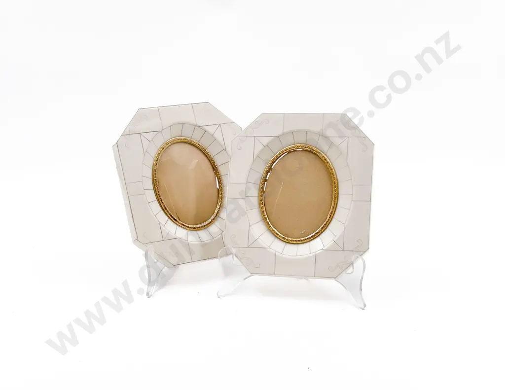 Pair of Piano Key Ivory Picture Frames Image 1++