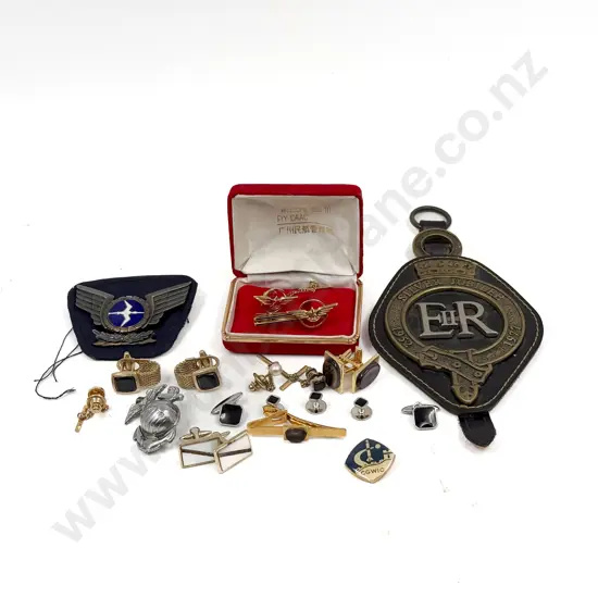 Assorted Badges & Cufflinks incl Royal Comm. & Aviation
