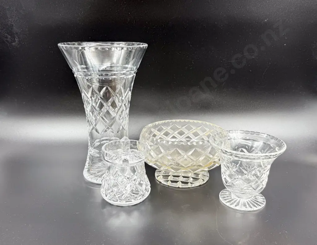 Crystal Trumpet Vase & Assorted Crystal & Glassware Image 1++