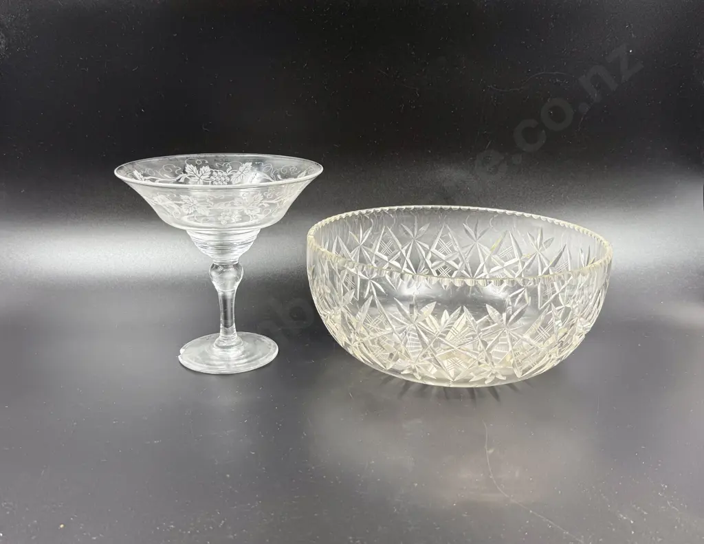 Crystal Trumpet Vase & Assorted Crystal & Glassware Image 1++
