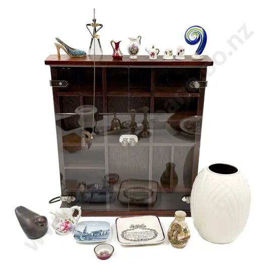 Spode Vase & Assorted together with Glazed Knick Knack Cabinet