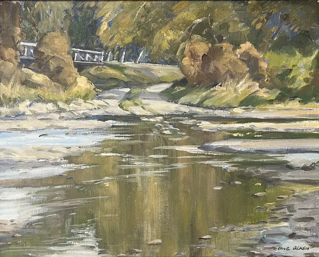 Olive Beken - Riverside Study - Oil on Board Image 1++