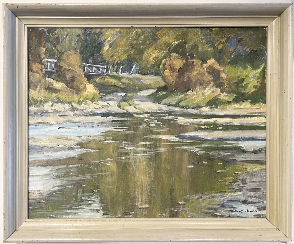 Olive Beken - Riverside Study - Oil on Board Image 1++