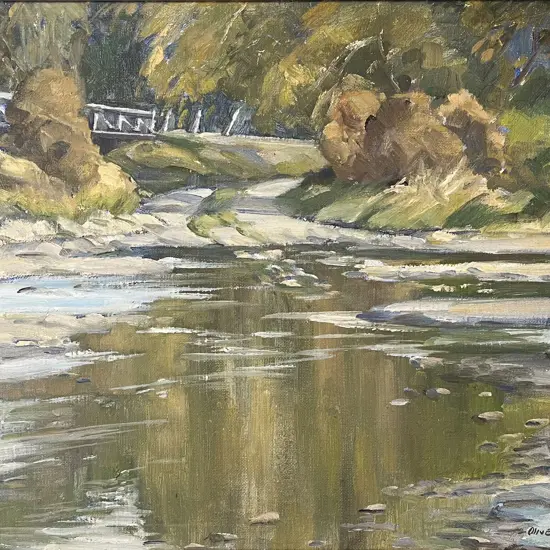 Olive Beken - Riverside Study - Oil on Board