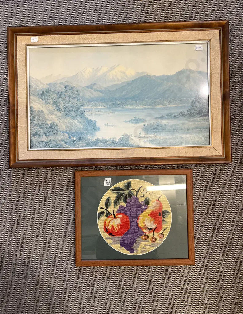 Historical Print together with Still Life Needlepoint Image 1++