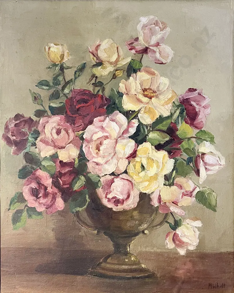 M. Whitt - Floral Still Life - Oil on Board Image 1++