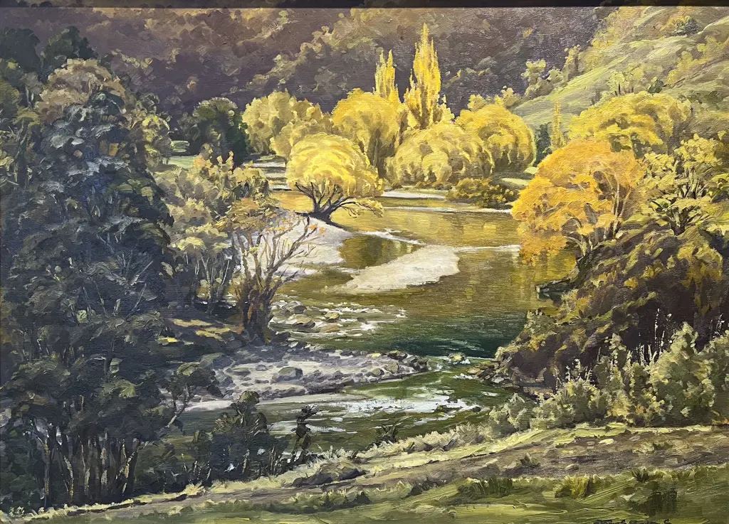 James Borrows - Riverside Landscape - Oil on Canvas Board Image 1++
