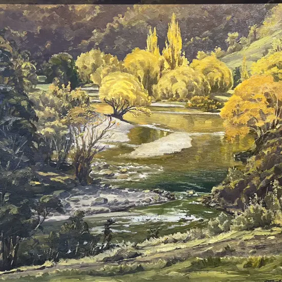James Borrows - Riverside Landscape - Oil on Canvas Board