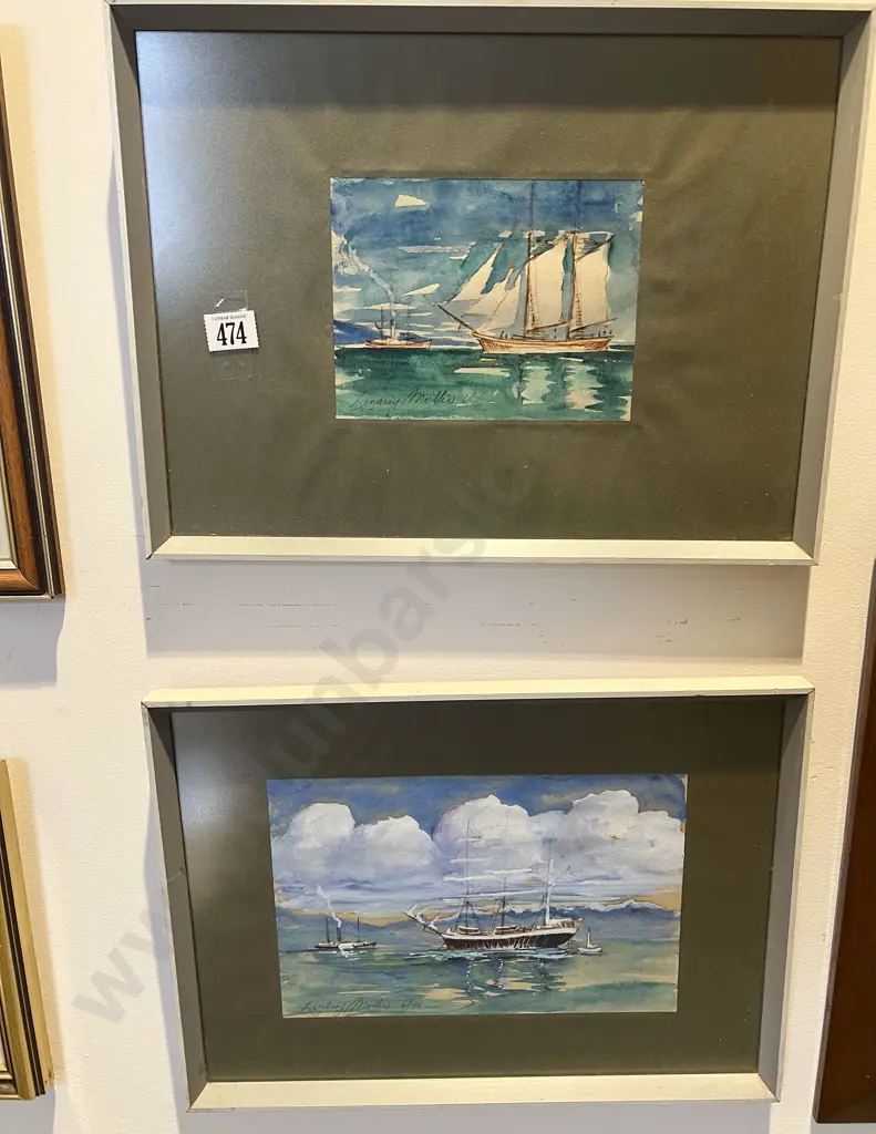 Pair of Lindsay Moller Watercolour Nautical Studies Image 1++