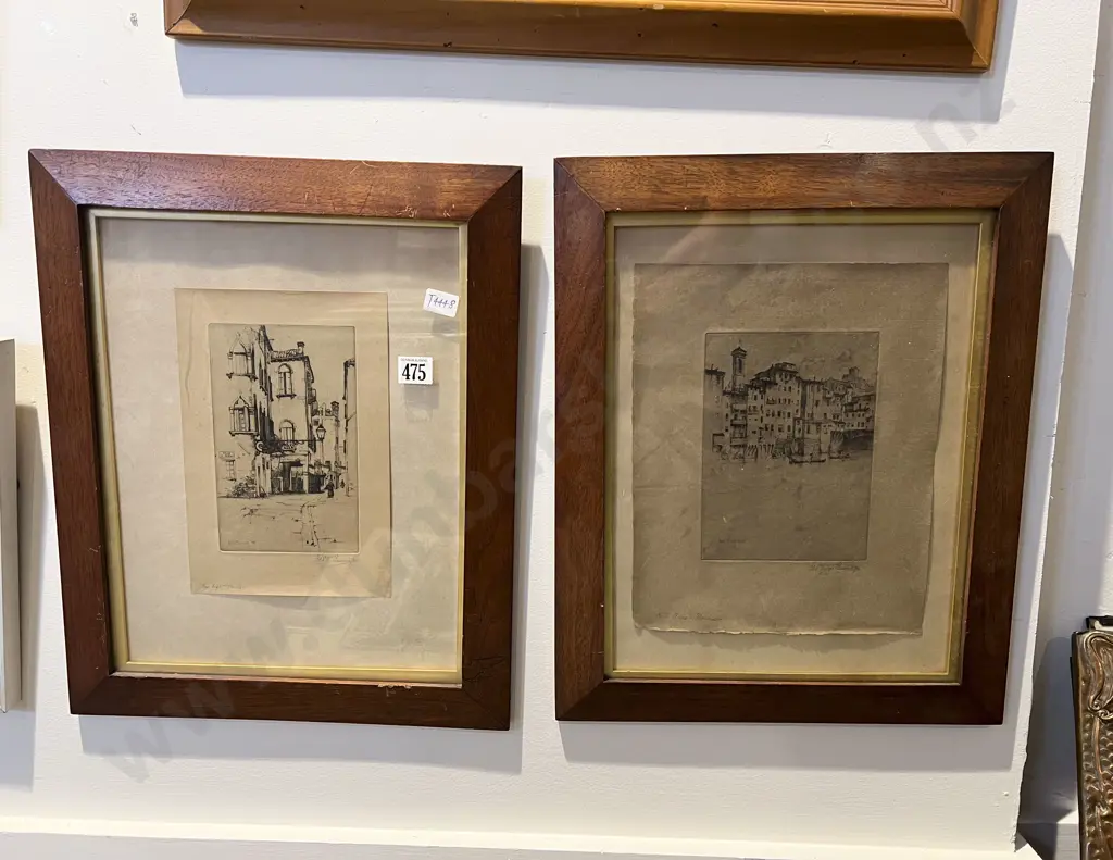 Pair of Fred Burridge Etchings Image 1++