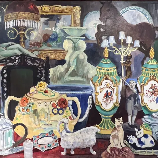Jeanette Walker - "Antique Shop" - Oil on Board