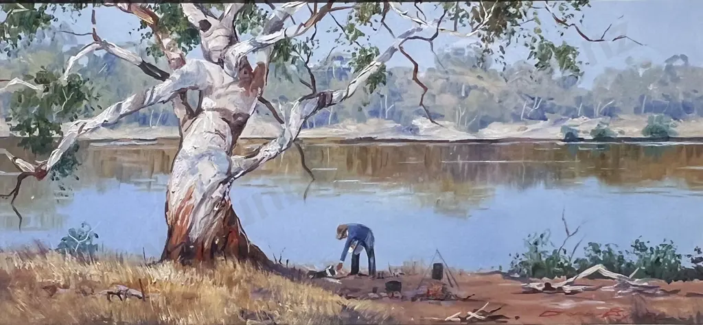 David Baird - "Study for Camp Cook" - Oil on Board Image 1++