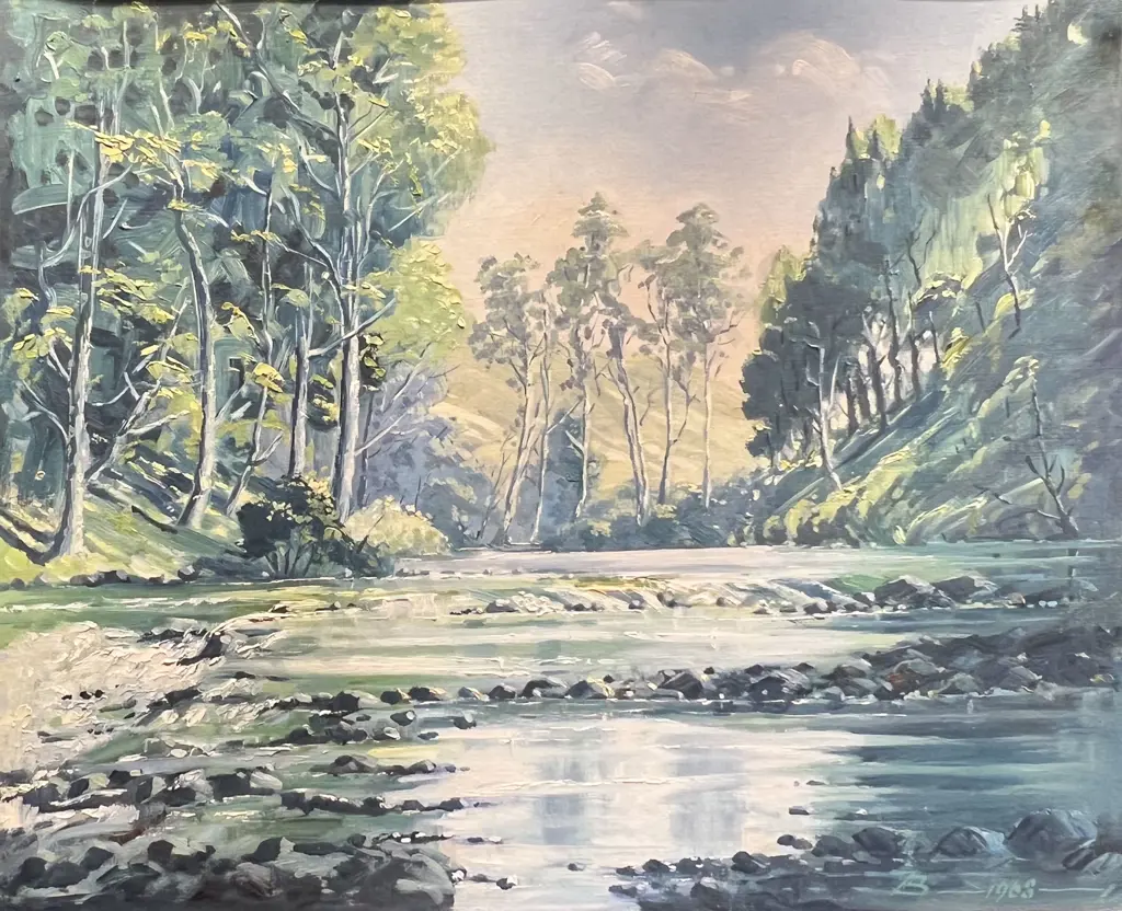 Heinz Boehnke - "Above Hunua Falls" - Oil on Board Image 1++