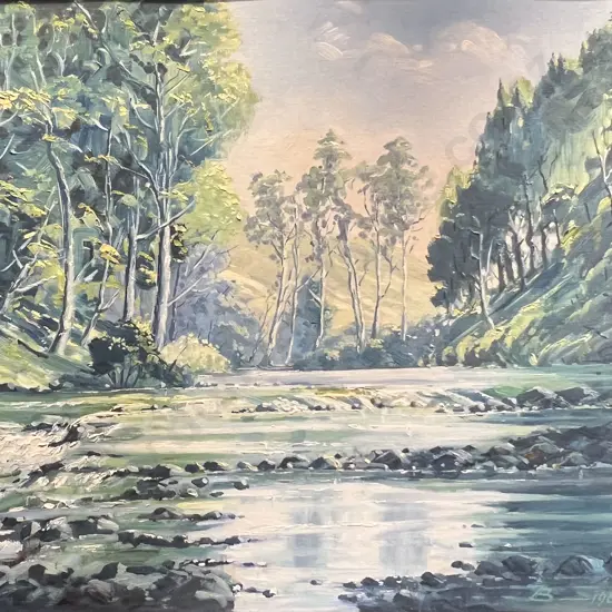 Heinz Boehnke - "Above Hunua Falls" - Oil on Board