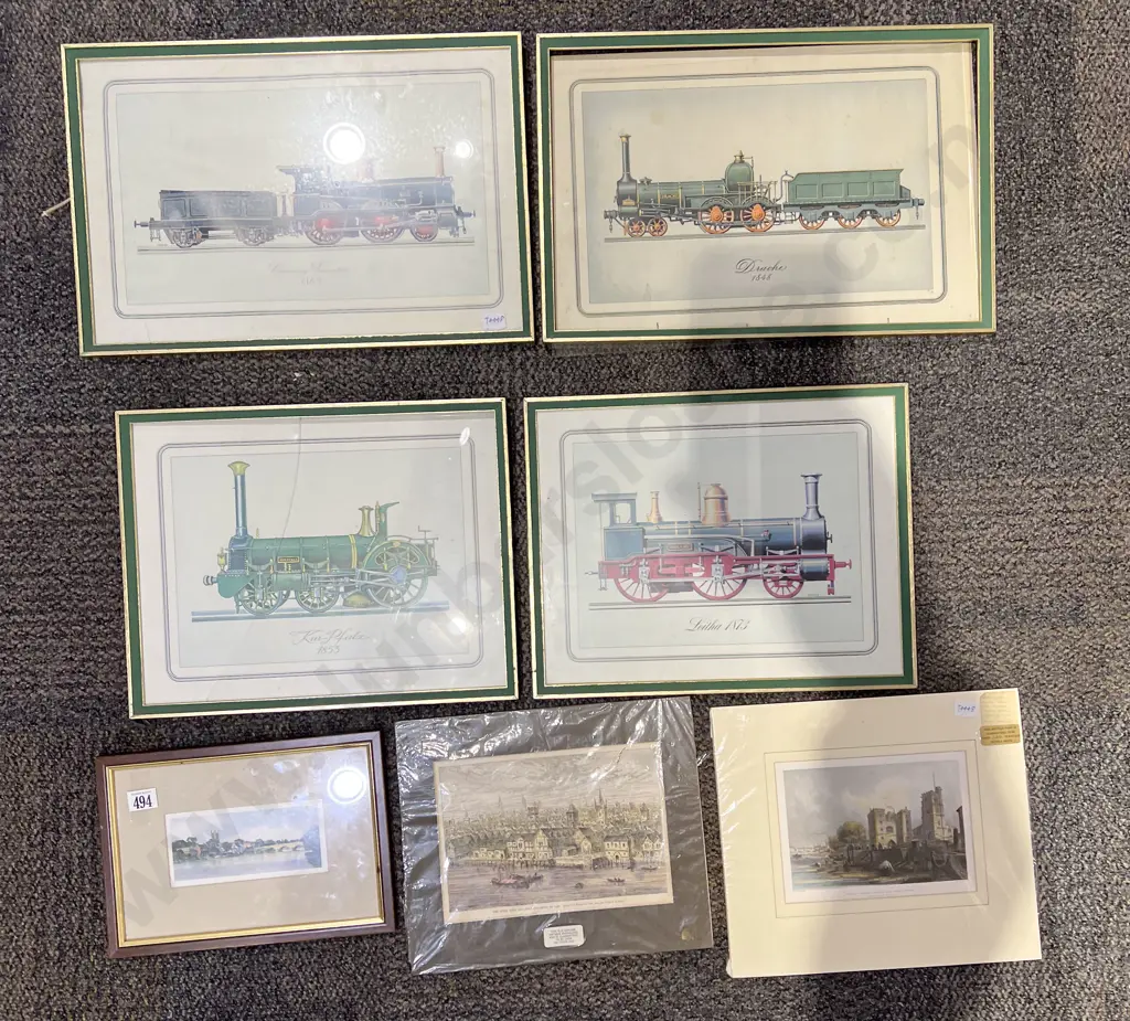Set of Four Train Study Prints & Three Others Image 1++