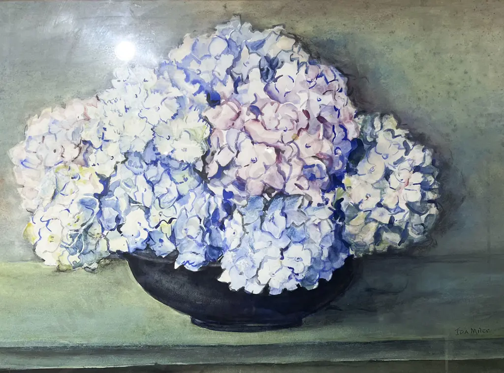 Ida Miles - Hydrangeas Still Life - Watercolour Image 1++