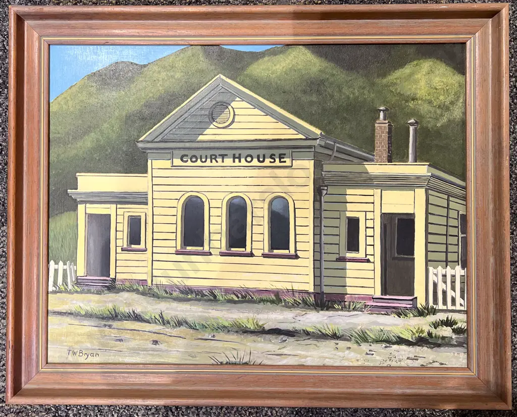 T. W. Bryan - "Reefton Court House" - Oil on Board Image 1++