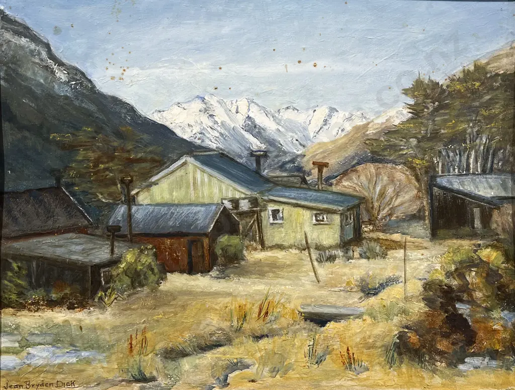 Jean Bryden Dick - "Backyards Arthur Pass" - Oil on Board Image 1++