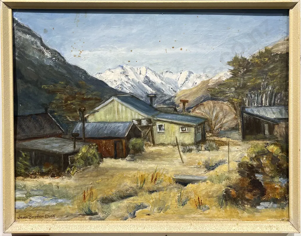 Jean Bryden Dick - "Backyards Arthur Pass" - Oil on Board Image 1++