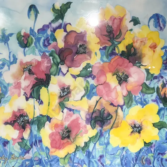 Shirley Lewis - Floral Still Life - Mixed Media on Silk