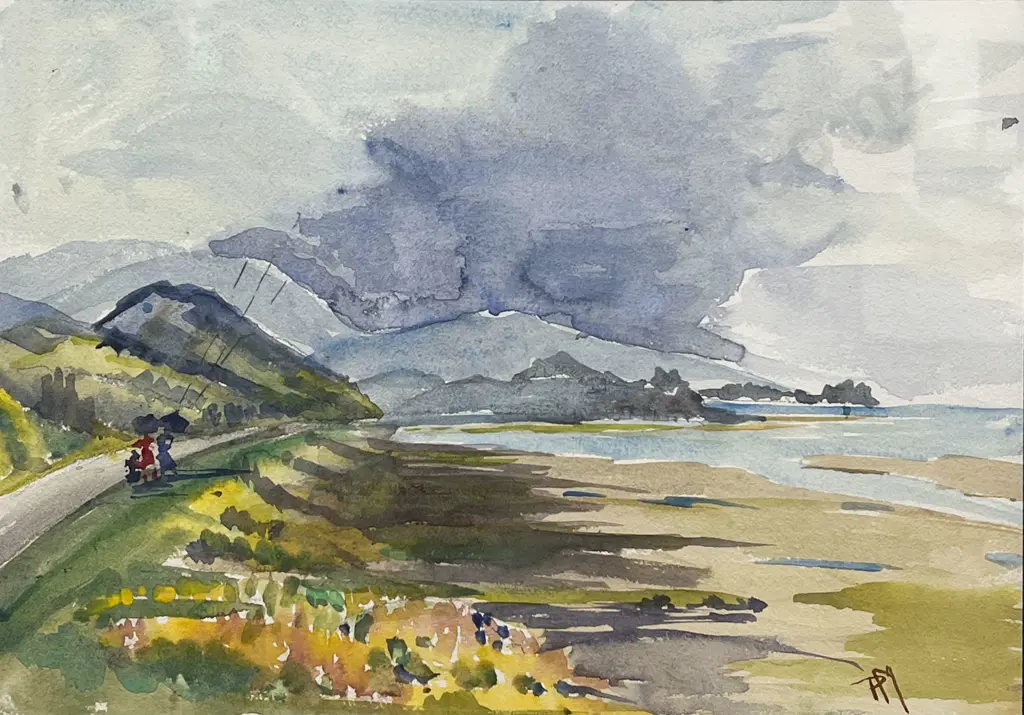 P. Moncrieff - Coastal Scene - Watercolour Image 1++