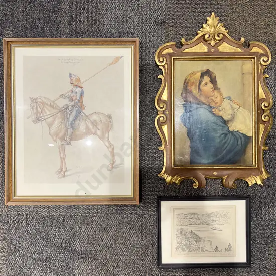 Ornately Framed Robert Ferruzzi "Madonna of the Streets" Print & Two Others